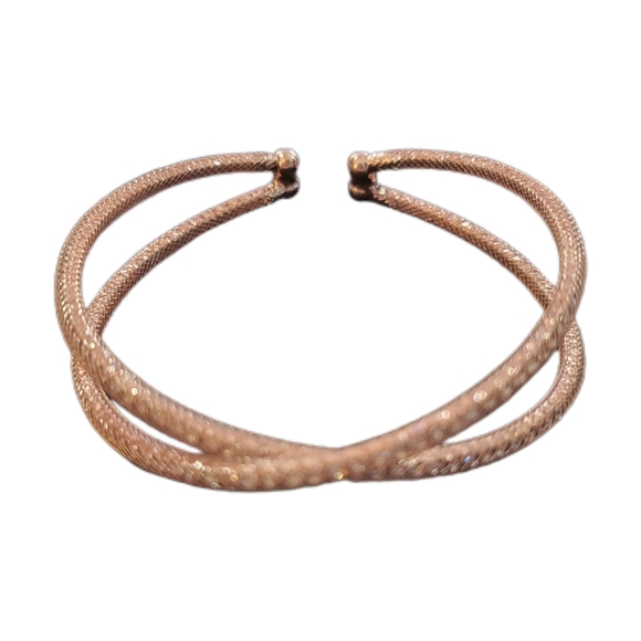 Pink with white crystals Crossover Bangle with Matching Hoop earrings NWT - Picture 2 of 7